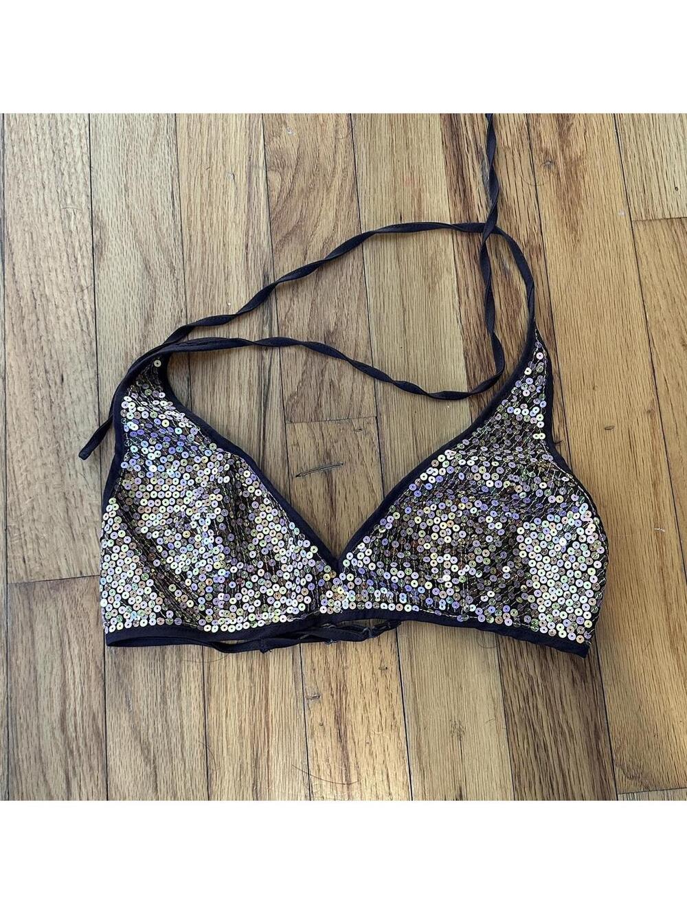 Brown sequin festival top/bra